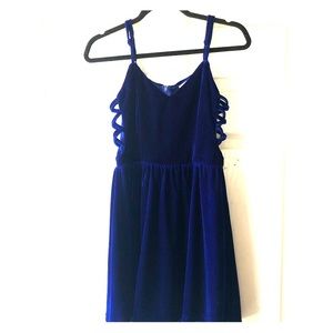 TOBI blue velvet mini dress